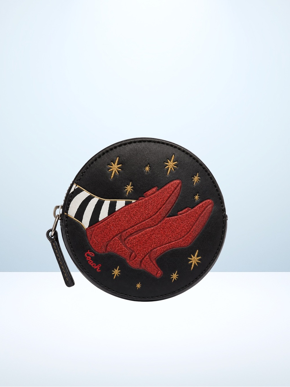 COACH x Wizard of Oz Round Coin Case - Ruby Slippers/Black/Glitter